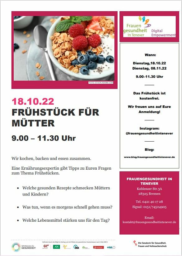 Flyer zum Frühstück für Mütter am 18.10.2022