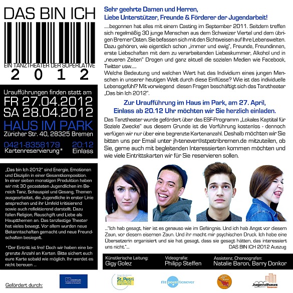 Enladungsplakat Das Bin Ich 2012
