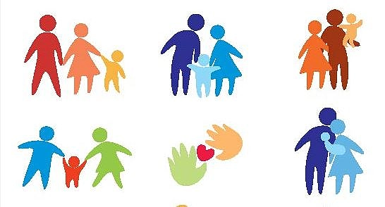 Ansicht von unterschiedlichen Menschenpaaren oder Familienkonstellationen als Icons 